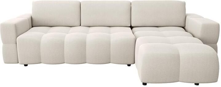 SIA Home Hoekbank rechts met boxzitting in crème stof 286cm