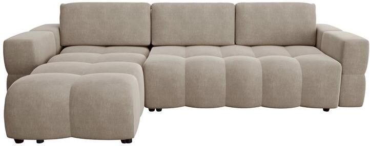 SIA Home Linker hoek slaapbank kist fluweel taupe 286cm