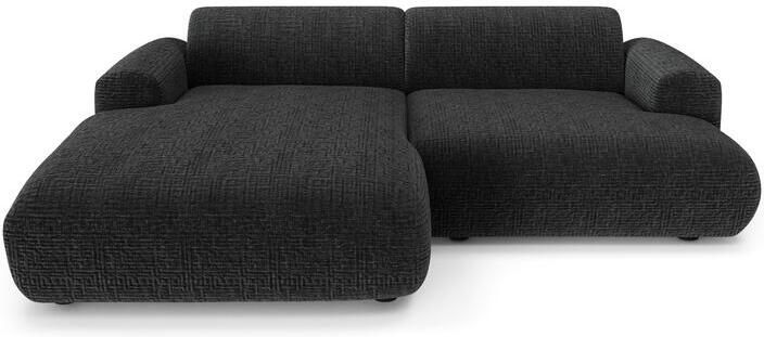 SIA Home Linker hoekbank 5 zits fluweelmotief zwart 266cm