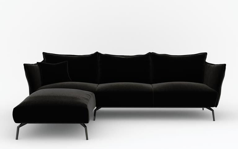 SIA Home Linker hoekbank fluweel Zwart