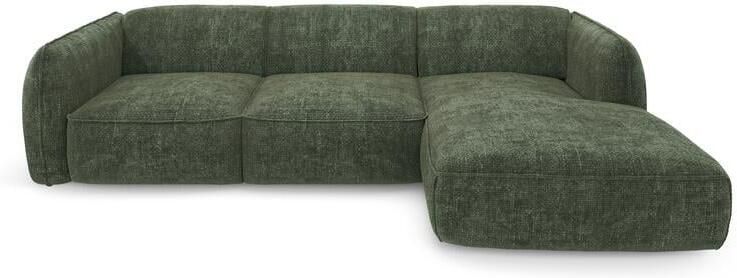 SIA Home Olijfgroene geweven fluwelen hoekbank rechts