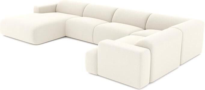 SIA Home Panorama bank linkerhoek in XXL bouclette stof crème 354cm