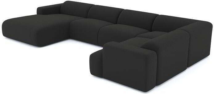 SIA Home Panorama bank linkerhoek in zwarte XXL bouclette stof 354cm