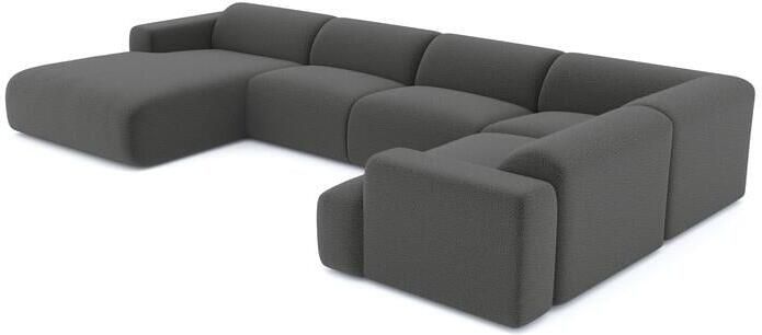 SIA Home Panorama bank linkerhoek XXL bouclette stof grijs 354cm