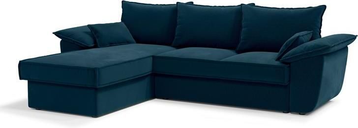 SIA Home Pauwblauw fluwelen linker hoekbank 257cm