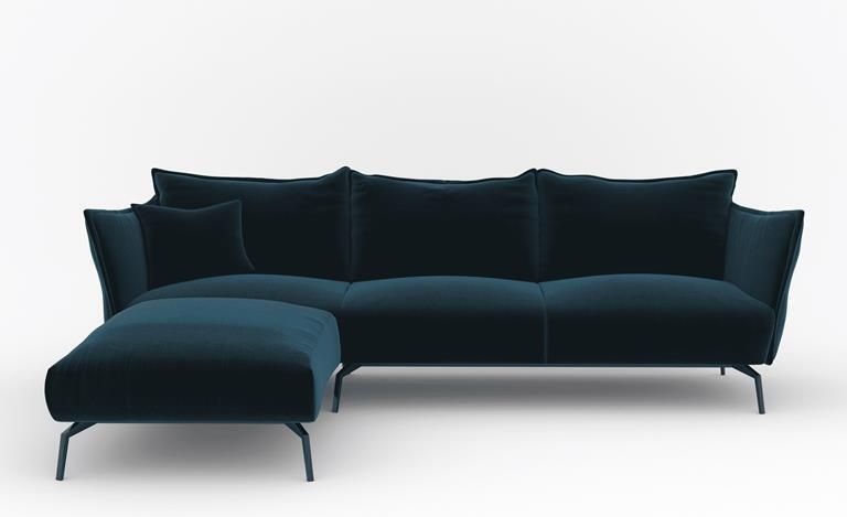 SIA Home Pauwblauw fluwelen linker hoekbank