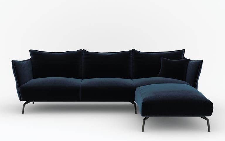 SIA Home Pauwblauw fluwelen rechter hoekbank