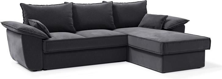 SIA Home Rechte hoekbank in grafietgrijs fluweel 257cm