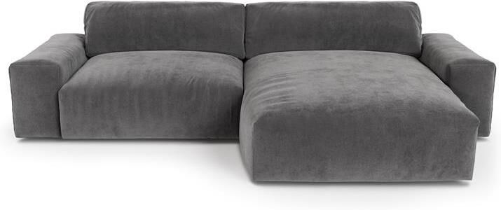 SIA Home Rechte hoekbank in grafietgrijs fluweel 310cm