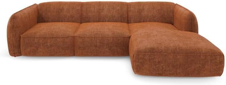 SIA Home Rechte hoekbank in terracotta geweven fluweel