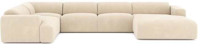 SIA Home Rechte panoramische bank in fluweel met crèmepatroon