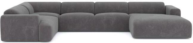 SIA Home Rechte panoramische bank in fluweel met grijs patroon