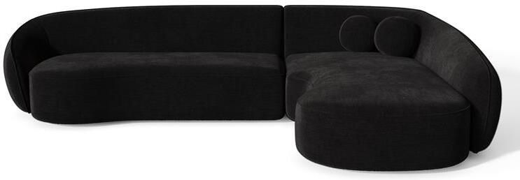 SIA Home Rechter hoekbank in zacht aanvoelende geweven stof zwart 290cm