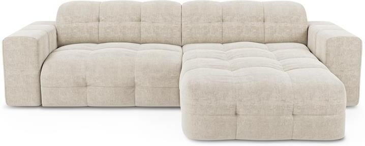 SIA Home Rechthoekige 5-zitsbank in crèmekleurig fluweel 230cm