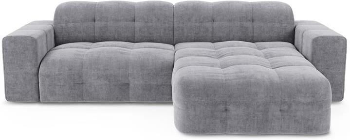 SIA Home Rechthoekige 5-zitsbank in lichtgrijs fluweel 230cm