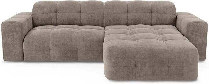 SIA Home Rechthoekige 5-zitsbank in taupe fluweel 230cm