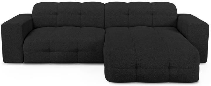 SIA Home Rechthoekige 5-zitsbank in zwarte bouclette stof 230cm