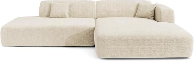 SIA Home Rechthoekige open bank in crèmekleurig fluweel 5 zitplaatsen