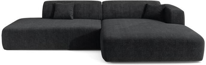 SIA Home Rechthoekige open bank in donker antraciet fluweel met patroon 5 zitplaatsen