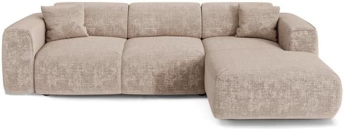 SIA Home Rechthoekige slaapbank 5 zitplaatsen beige reliëffluweel