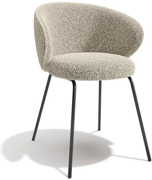 SIA Home Set van 2 beige bouclette stoelen met zwarte poten