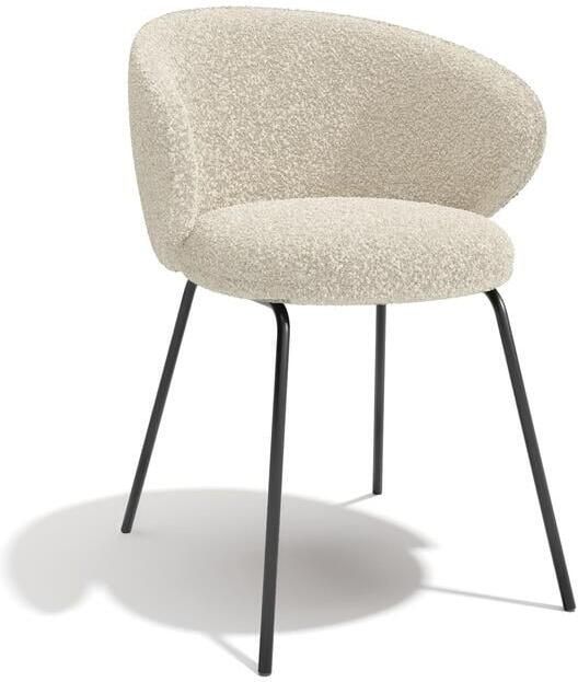 SIA Home Set van 2 crèmekleurige bouclettestoelen met zwarte poten