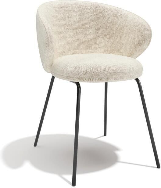 SIA Home Set van 2 crèmekleurige fluwelen stoelen met zwarte poten