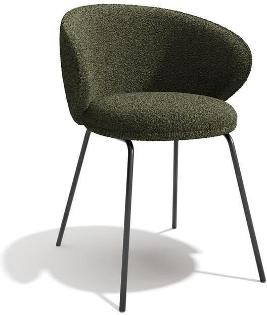 SIA Home Set van 2 kaki bouclette stoelen met zwarte poten