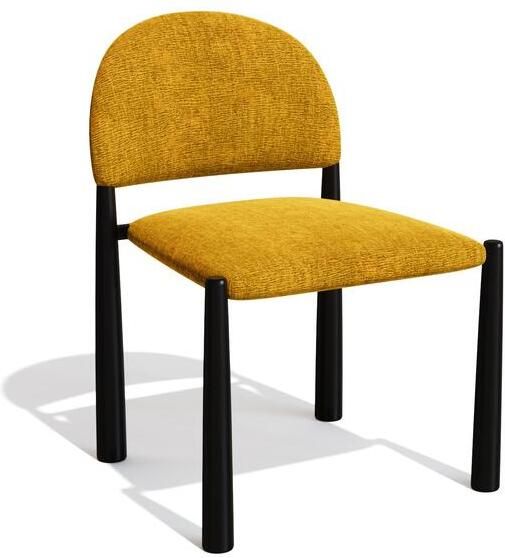 SIA Home Set van 2 mosterdkleurige fluwelen stoelen met zwarte poten