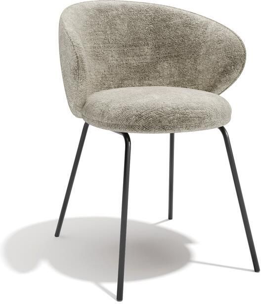 SIA Home Set van 2 taupekleurige fluwelen stoelen met zwarte poten