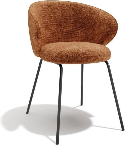 SIA Home Set van 2 terracotta fluwelen stoelen met zwarte poten