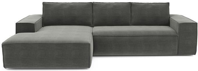 SIA Home Slaapbank hoek links dunlopillo fluweel grijs 140cm