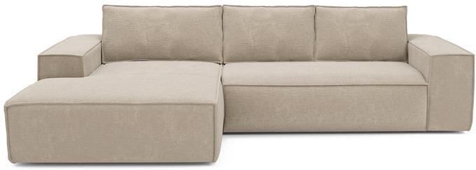 SIA Home Slaapbank linkerhoek beige fluwelen matras 140cm