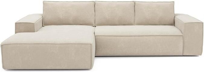 SIA Home Slaapbank linkerhoek crème fluwelen matras 140cm