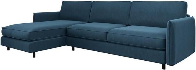 SIA Home Slaapbank links hoekmatras blauw grijs weef 140cm