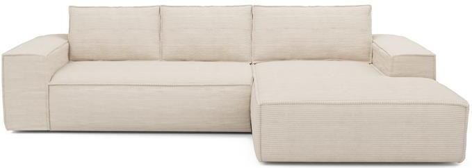 SIA Home Slaapbank rechte hoek dunlopillo crème ribfluweel 140cm