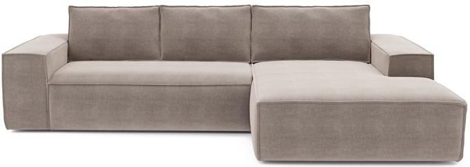SIA Home Slaapbank rechte hoek dunlopillo fluweel taupe 140cm