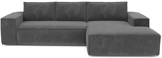 SIA Home Slaapbank rechte hoek dunlopillo fluweelmotief grijs 140cm