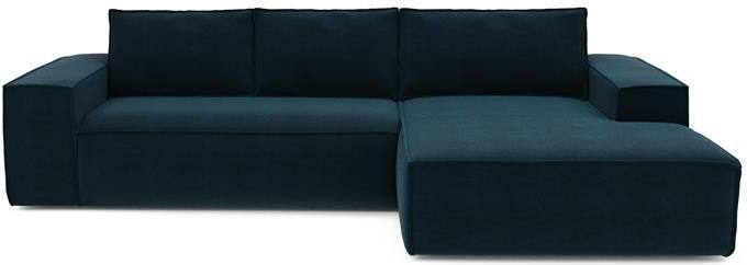 SIA Home Slaapbank rechte hoek dunlopillo pauwblauw fluweel 140cm