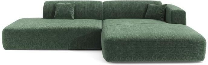 SIA Home Smaragdgroene gebloemde fluwelen open hoekbank 5 zitplaatsen