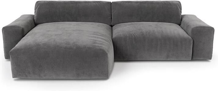 SIA Home Sofa linkerhoek 4 zits fluweel grafietgrijs 310cm