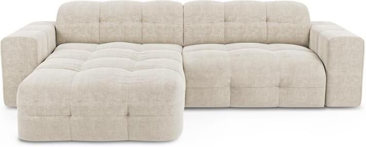 SIA Home Sofa links hoek 5 zits fluweel crème 230cm
