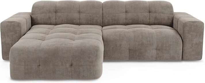 SIA Home Sofa links hoek 5 zits fluweel taupe 230cm