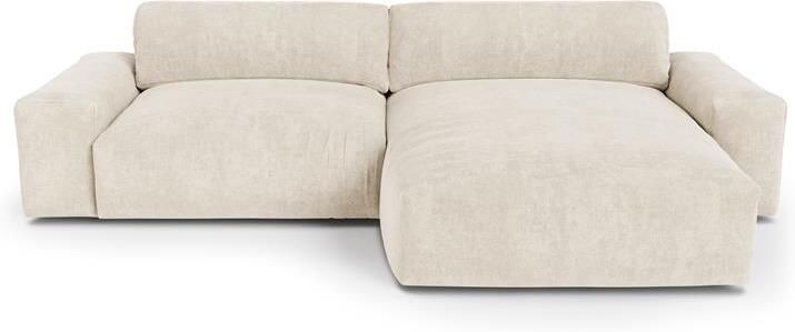 SIA Home Sofa rechte hoek fluweel crème 310cm