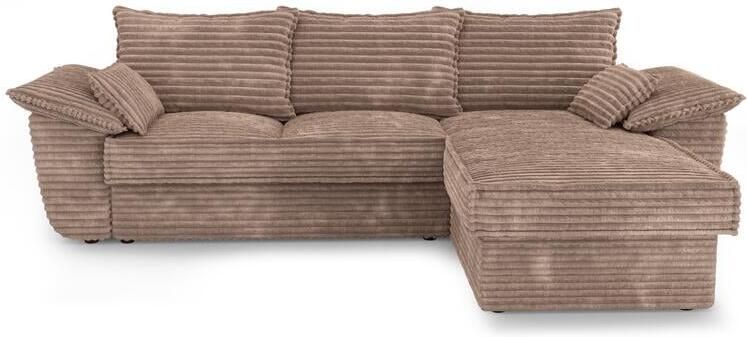 SIA Home XXL taupe corduroy ombouwbare hoekbank rechts 257cm