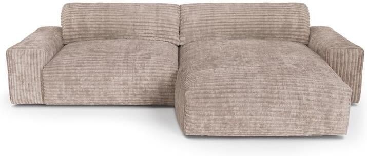 SIA Home XXL taupe corduroy rechter hoekbank 220cm