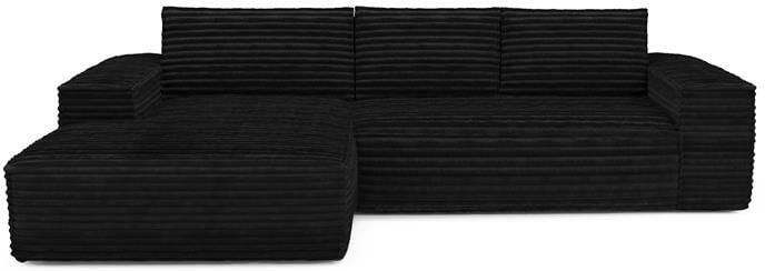 SIA Home XXL zwart corduroy hoekbank 140cm