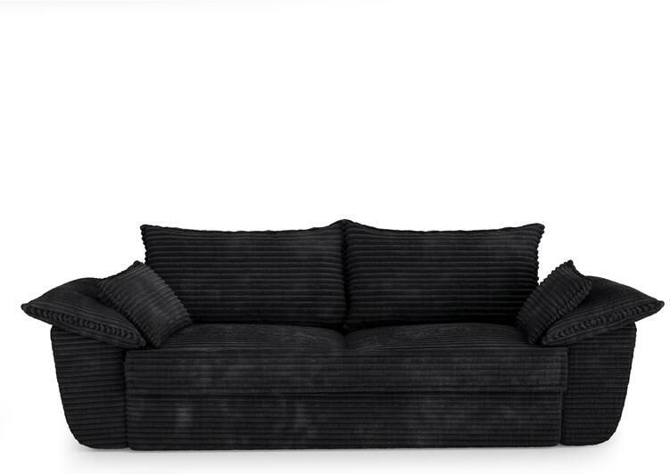 SIA Home XXL zwart ribfluweel 3-zitsbank 230cm