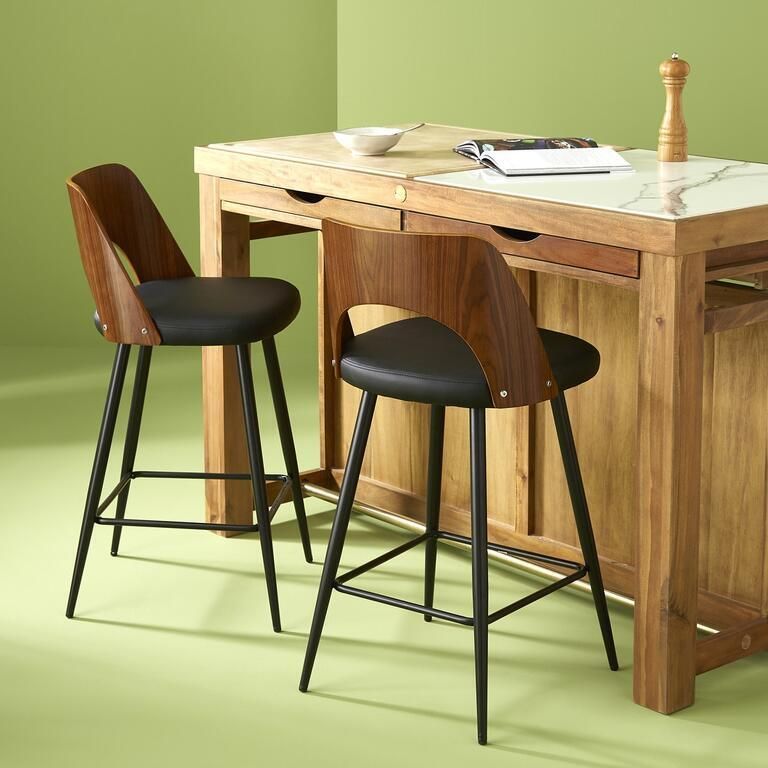 SIGNATURE Barkruk AUSTIN Zwart vinyl