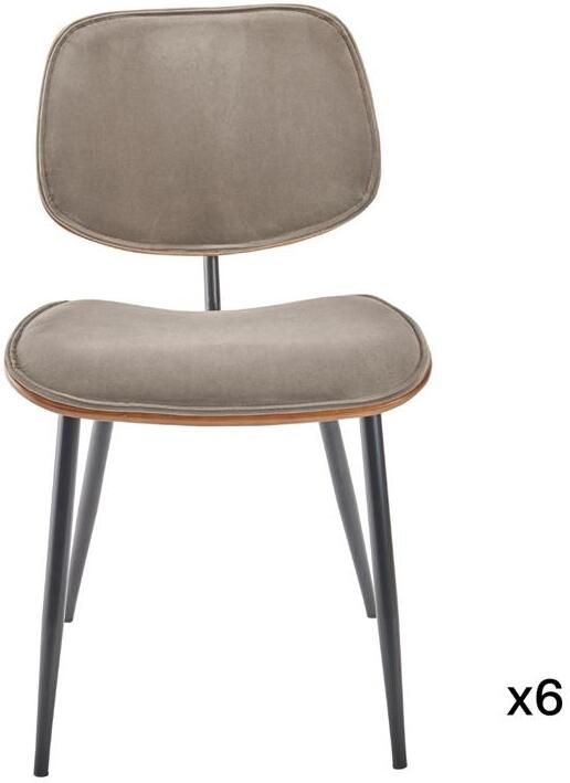 SIGNATURE Eetkamerstoelen Olympia Set van 6 Lichtgrijs